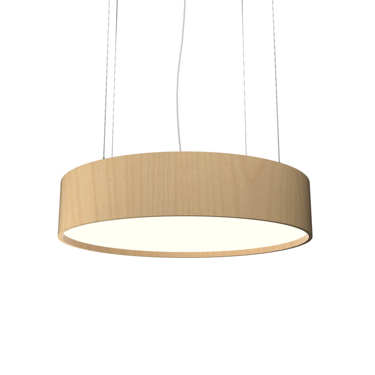 Maple and Silver LED Drum Pendant Light