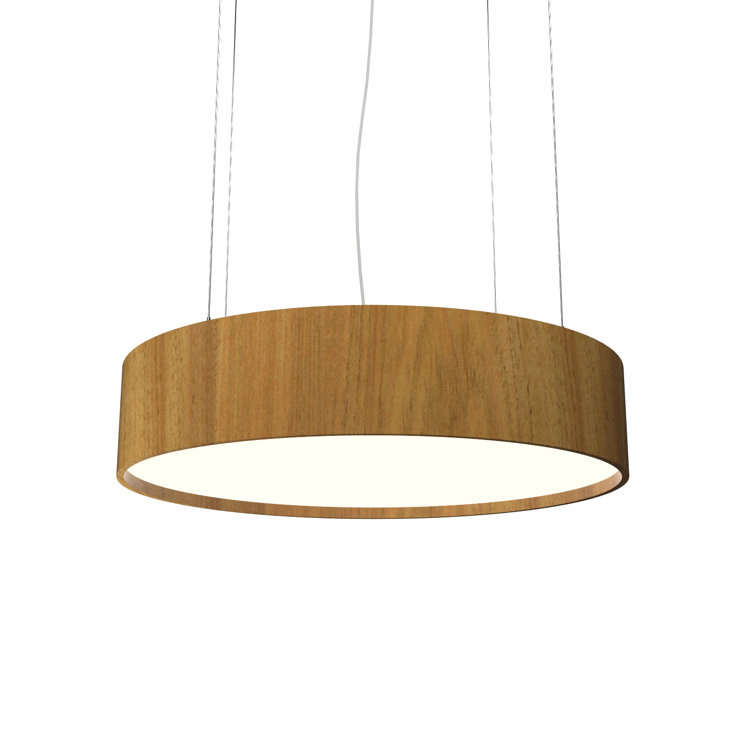 Bronze Louro Freijo Wood Drum Pendant Light