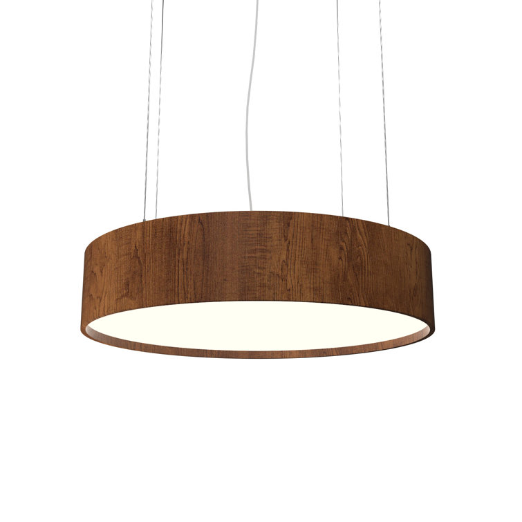 Imbuia Wood Drum LED Pendant Light with Acrylic Diffuser