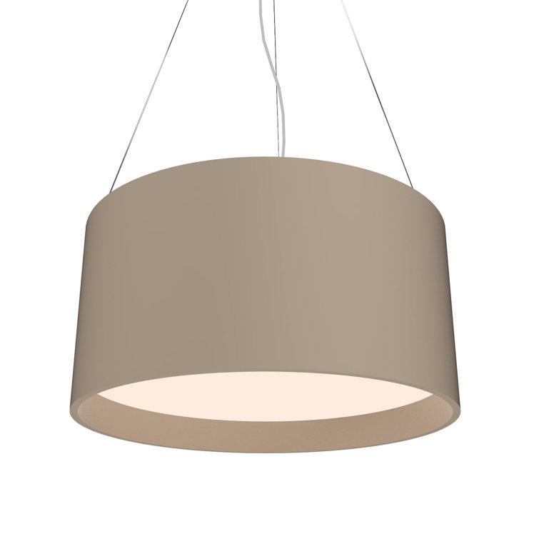 American Walnut LED Drum Pendant Light with Acrylic Diffuser