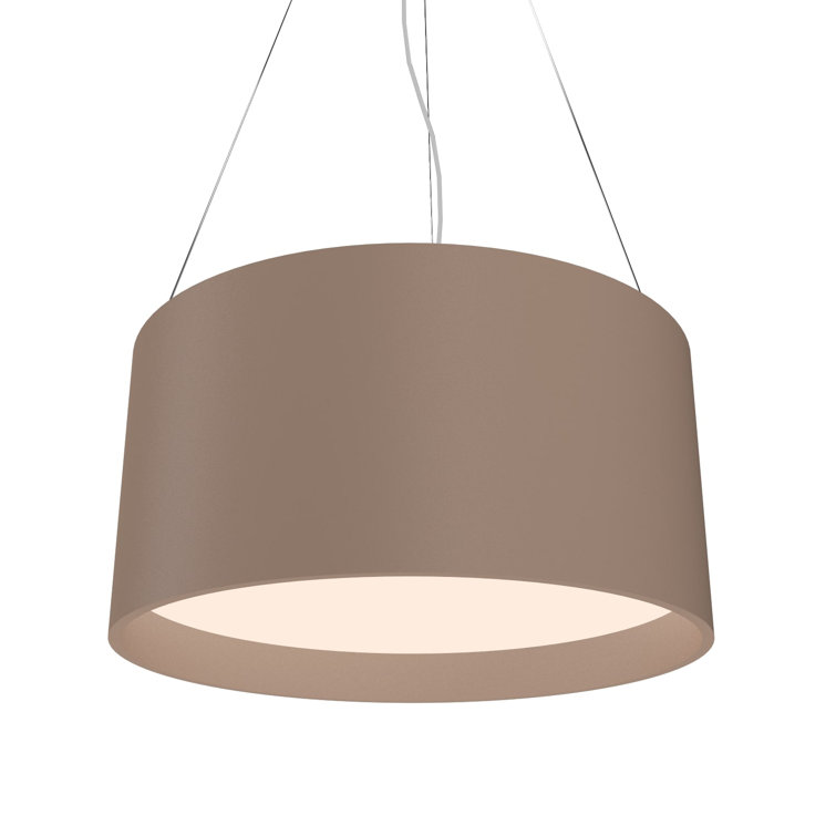 American Walnut LED Drum Pendant Light with Acrylic Diffuser