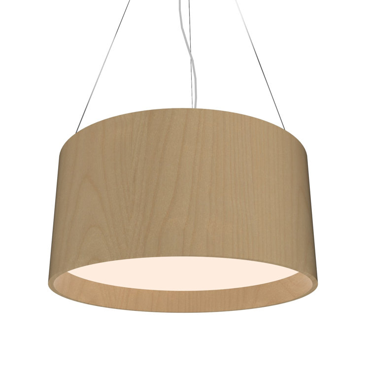 Maple Drum LED Pendant Light with Silver Cord