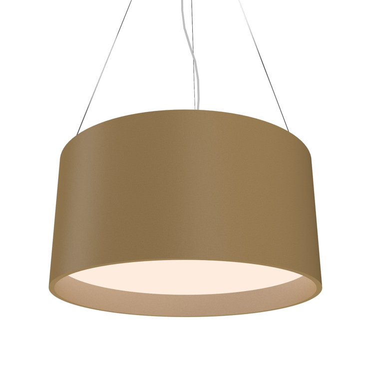 American Walnut LED Drum Pendant Light with Acrylic Diffuser