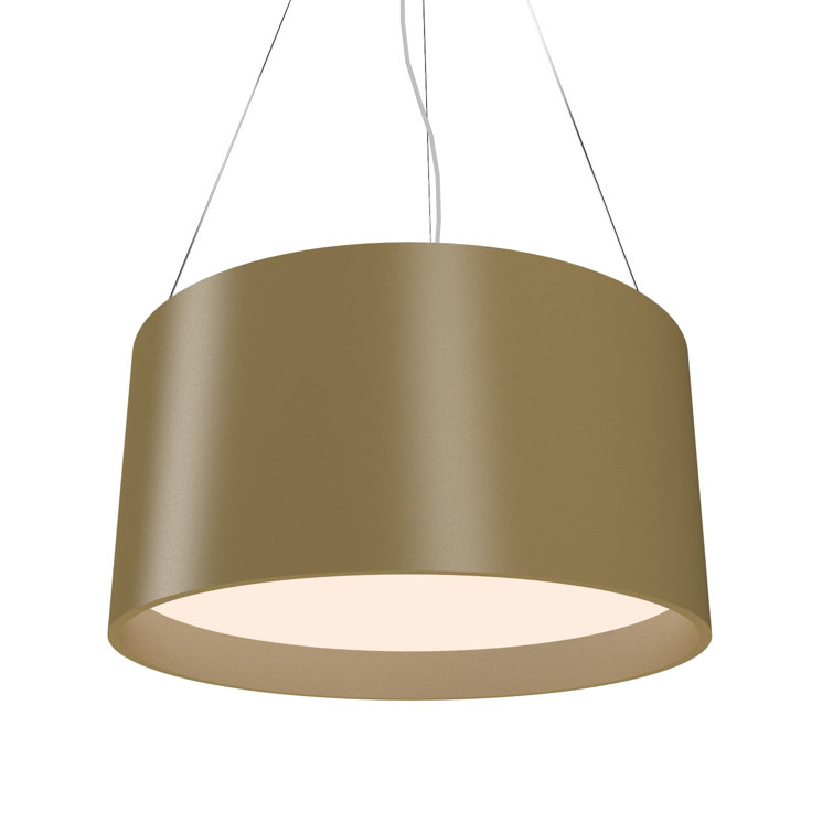 American Walnut LED Drum Pendant Light with Acrylic Diffuser