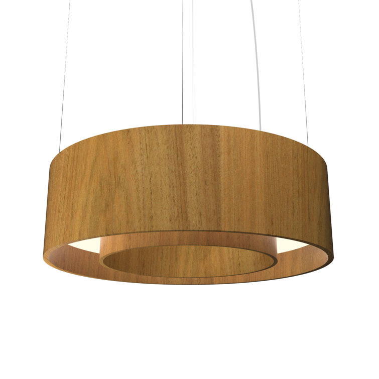 Louro Freijo LED Drum Pendant Light in American Walnut