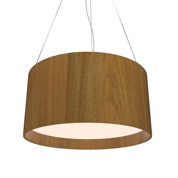 Louro Freijo Wood Veneer Drum Pendant Light