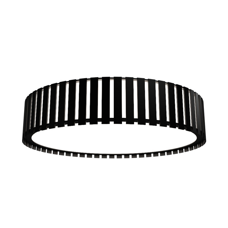 Imbuia Wood LED Drum Flush Mount Ceiling Light