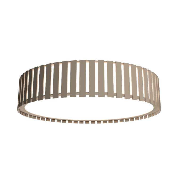 Imbuia Wood LED Drum Flush Mount Ceiling Light