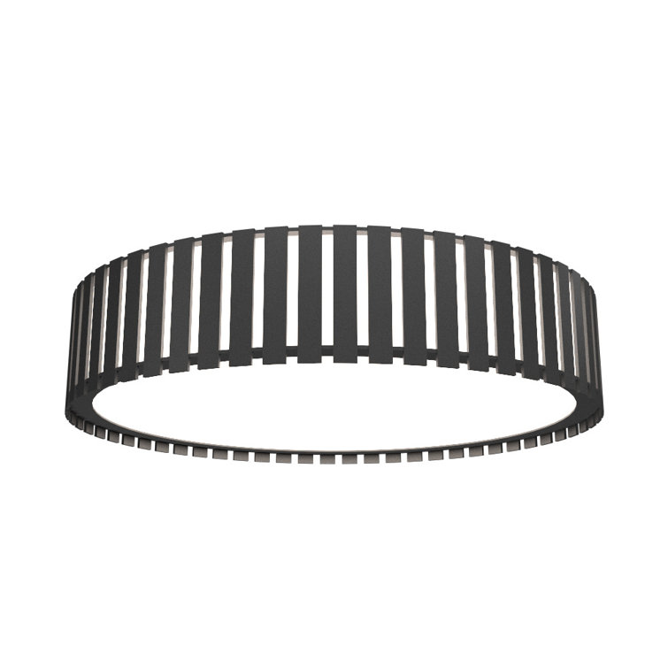 Imbuia Wood LED Drum Flush Mount Ceiling Light