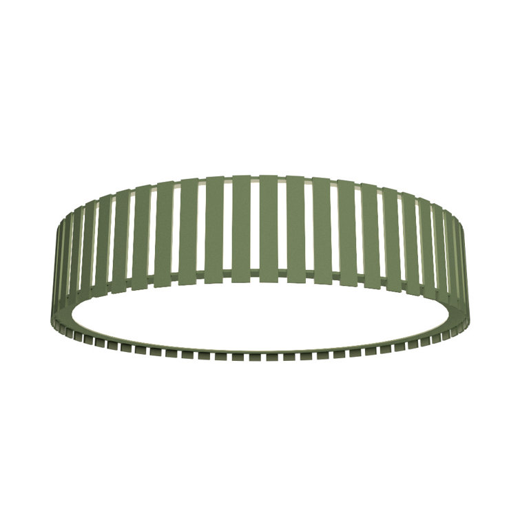 Imbuia Wood LED Drum Flush Mount Ceiling Light