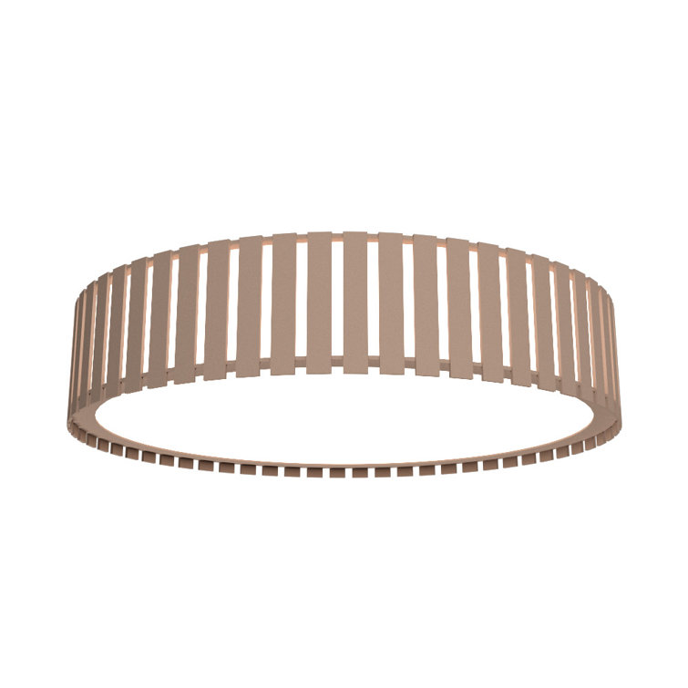 Imbuia Wood LED Drum Flush Mount Ceiling Light
