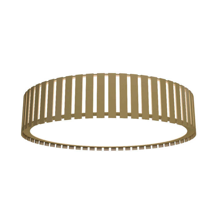 Imbuia Wood LED Drum Flush Mount Ceiling Light