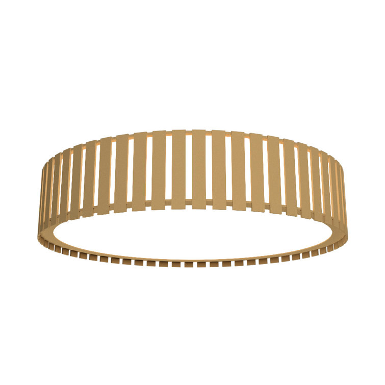 Imbuia Wood LED Drum Flush Mount Ceiling Light
