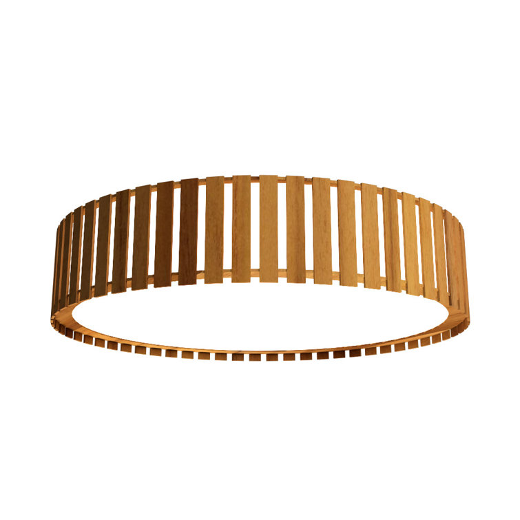 Teak Drum LED Flush Mount Ceiling Light