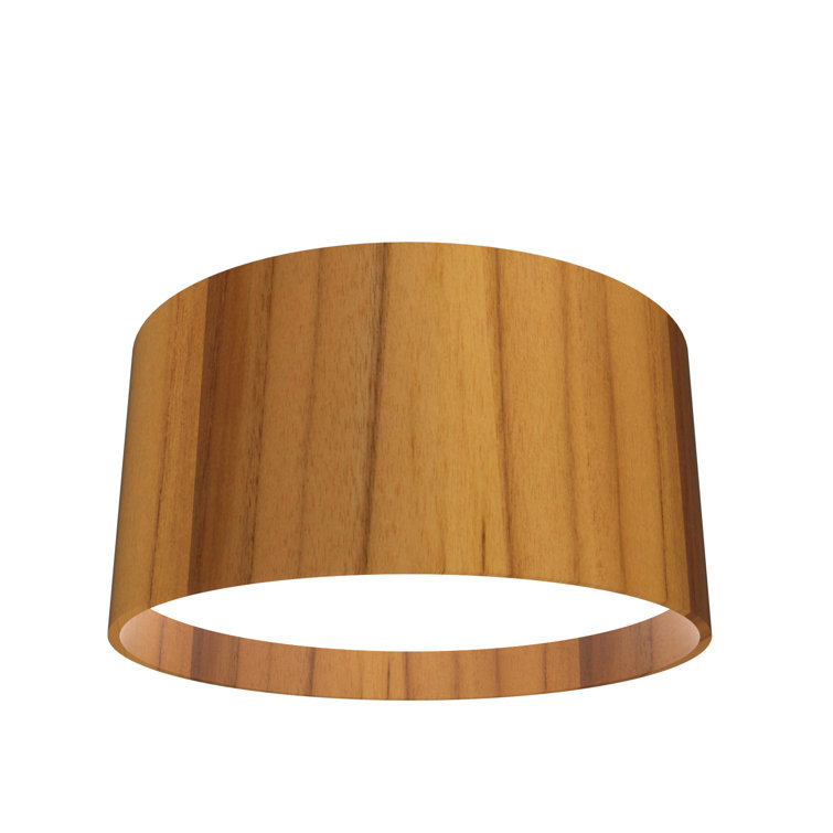 Teak Cylindrical LED Flush Mount Ceiling Light