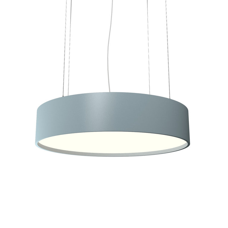 American Walnut LED Drum Pendant Light with White Diffuser