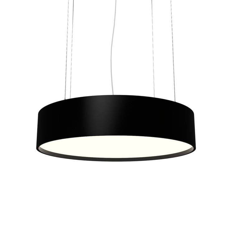 American Walnut LED Drum Pendant Light with White Diffuser