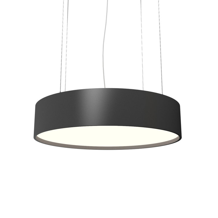 American Walnut LED Drum Pendant Light with White Diffuser