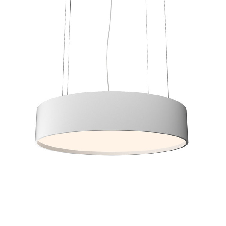 American Walnut LED Drum Pendant Light with White Diffuser