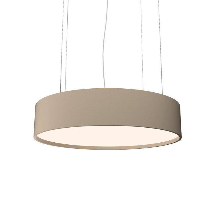 American Walnut LED Drum Pendant Light with White Diffuser