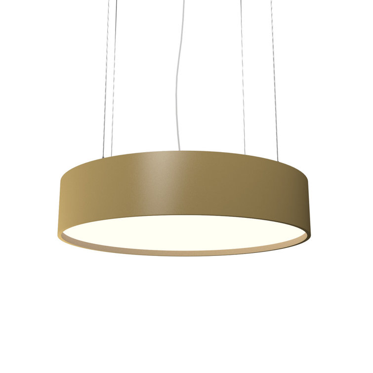 American Walnut LED Drum Pendant Light with White Diffuser
