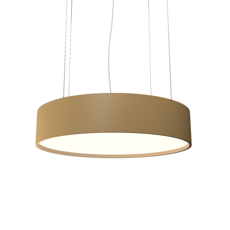 American Walnut LED Drum Pendant Light with White Diffuser