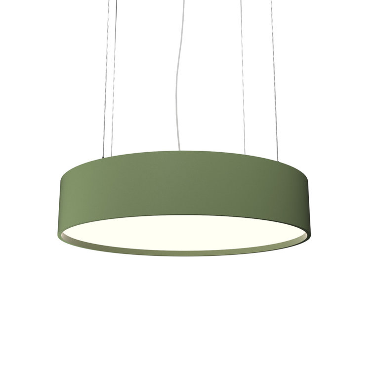 American Walnut LED Drum Pendant Light with White Diffuser