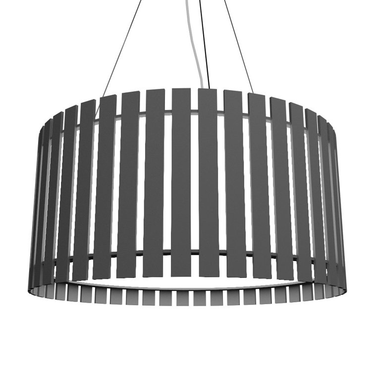 Teak and White Acrylic LED Drum Pendant Light