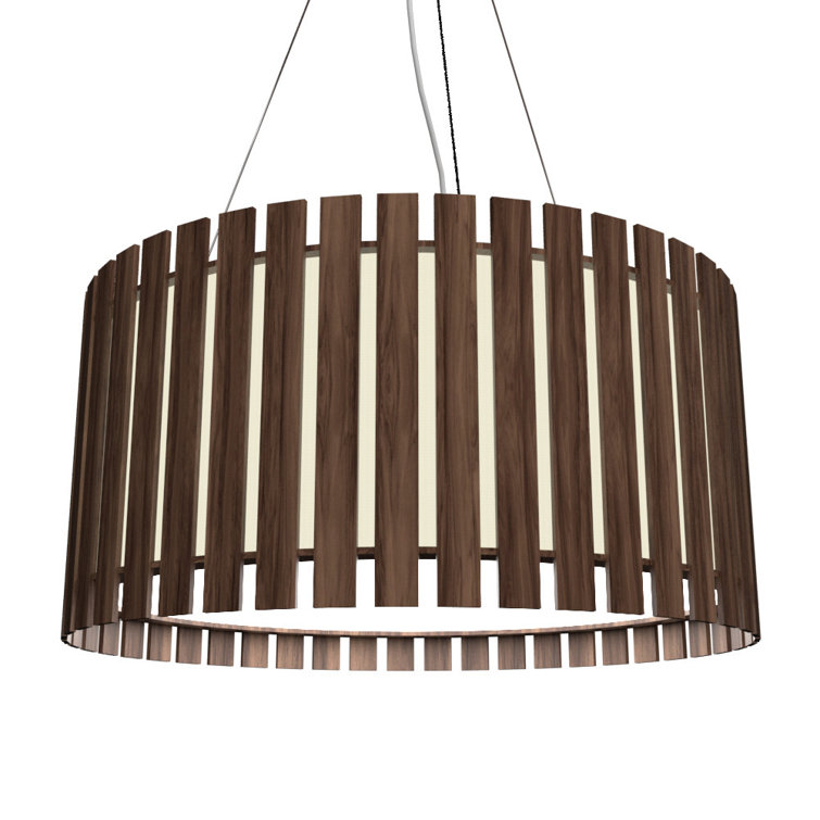 American Walnut Slatted Drum LED Pendant Light
