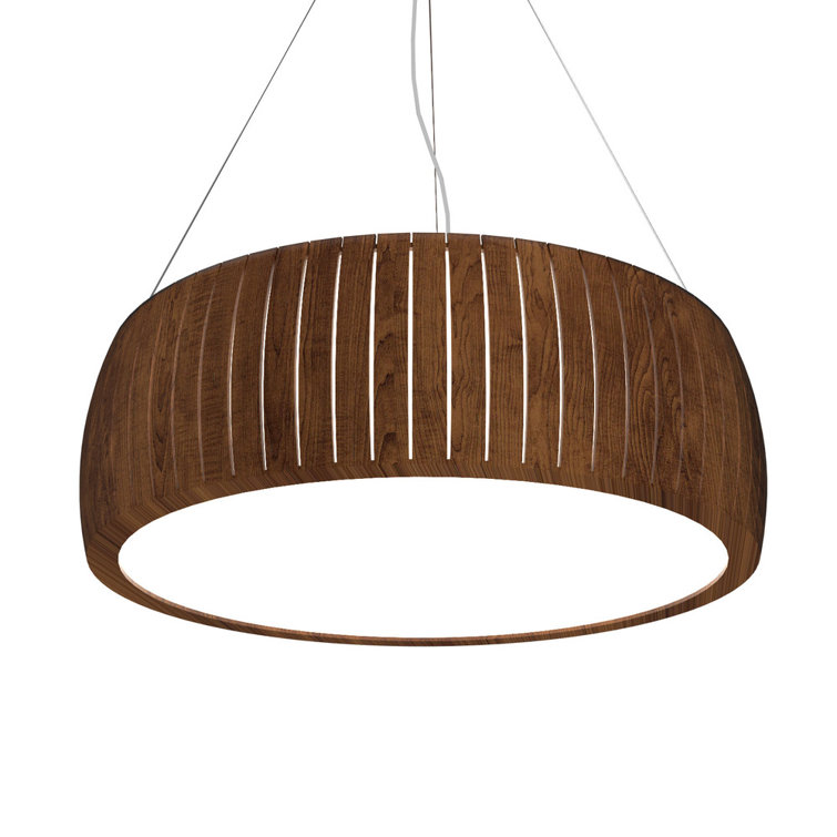 Imbuia Wood Drum LED Pendant Light