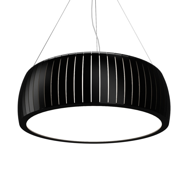 Imbuia Wood Drum LED Pendant Light