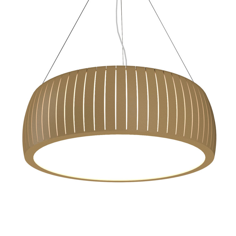 Imbuia Wood Drum LED Pendant Light