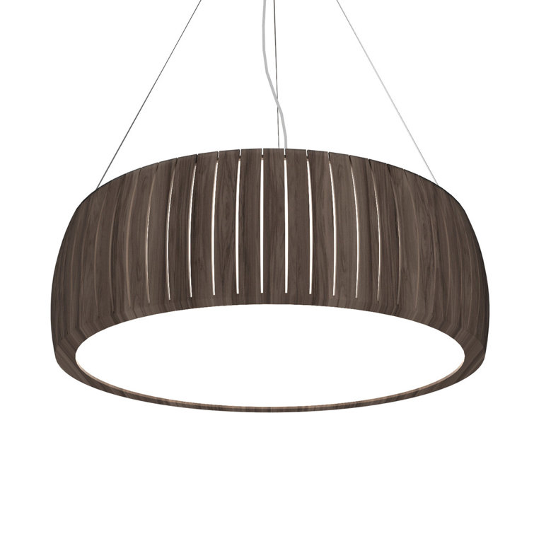 American Walnut LED Drum Pendant Light