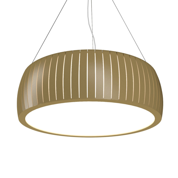 Imbuia Wood Drum LED Pendant Light