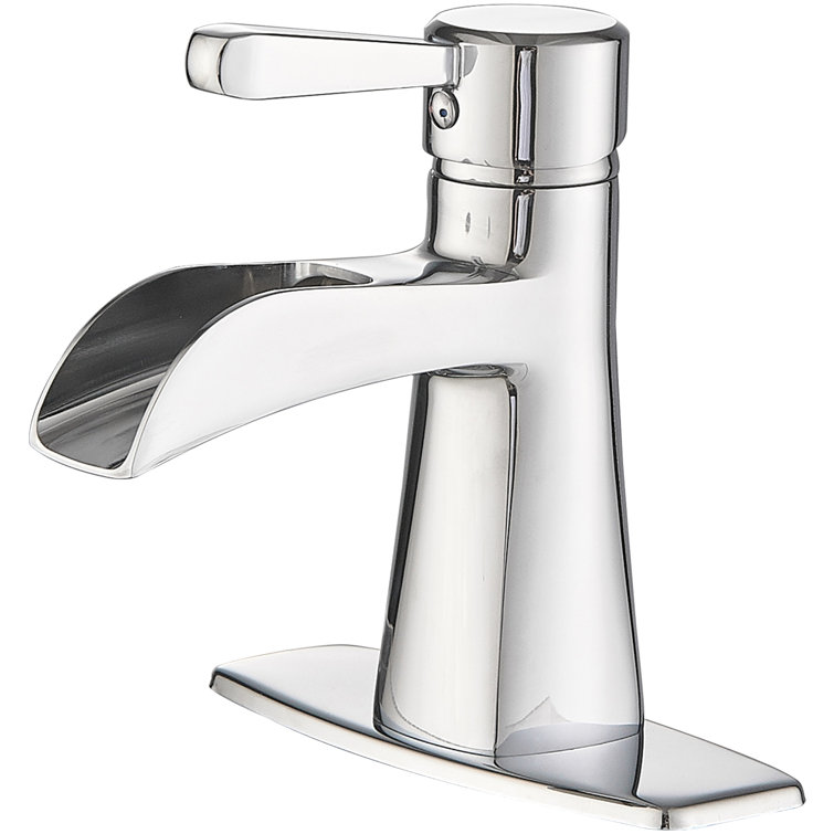 Brushed Chrome Single Handle Bathroom Faucet with Drain Assembly