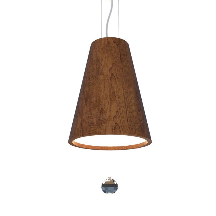 Imbuia Wood and Crystal LED Pendant Light
