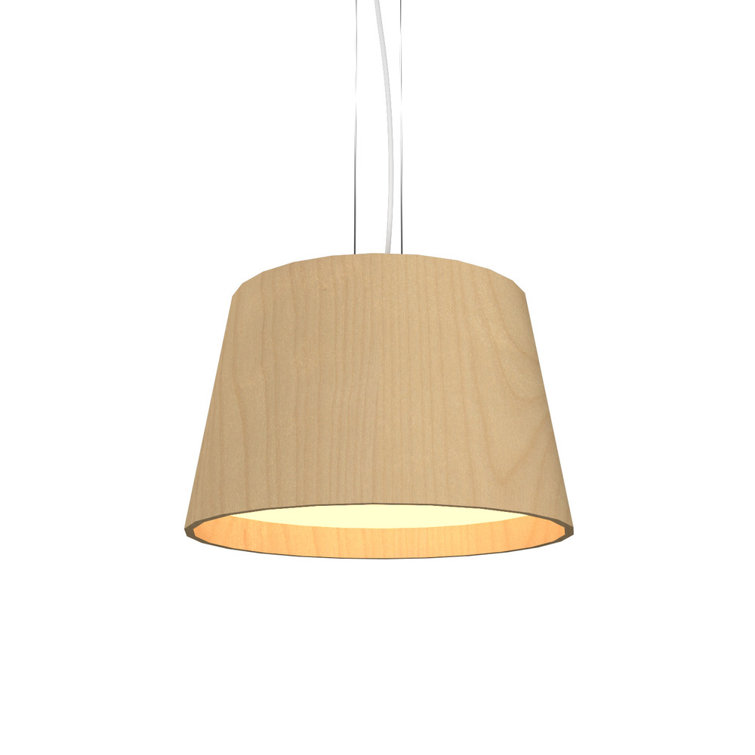 Maple and White Acrylic Conical Drum Pendant Light