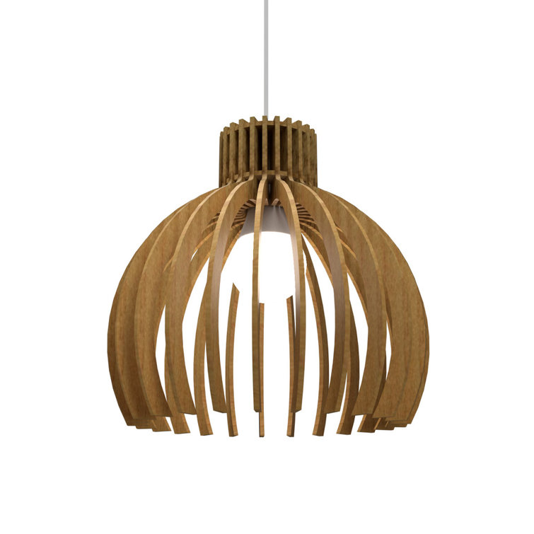 Natural Wood Veneer Contemporary Pendant Light
