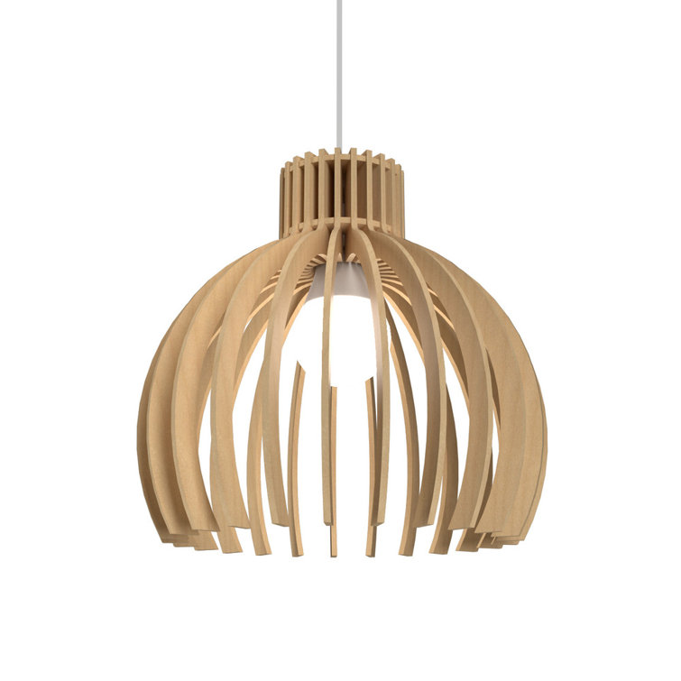 Maple Wood Mini Pendant Light with Bronze Finish