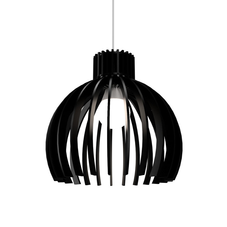 Teak Mini Globe Pendant Light with Black Cord
