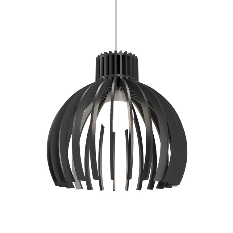 Teak Mini Globe Pendant Light with Black Cord