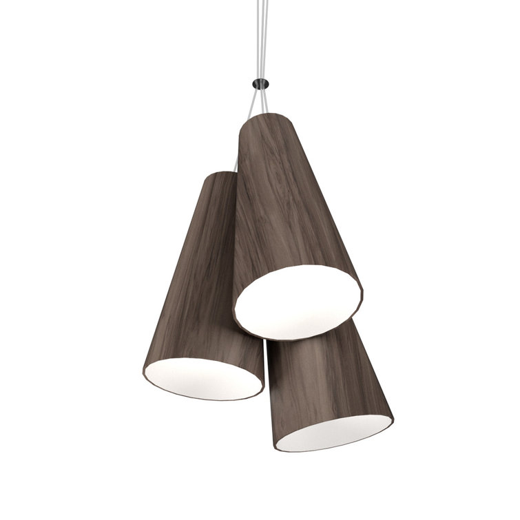 American Walnut Conical Pendant Light with LED and Incandescent Options