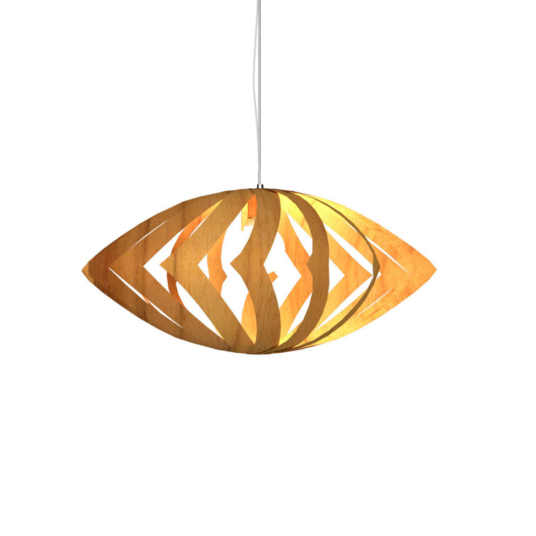 Teak Geometric Pendant Light for Indoor/Outdoor Use