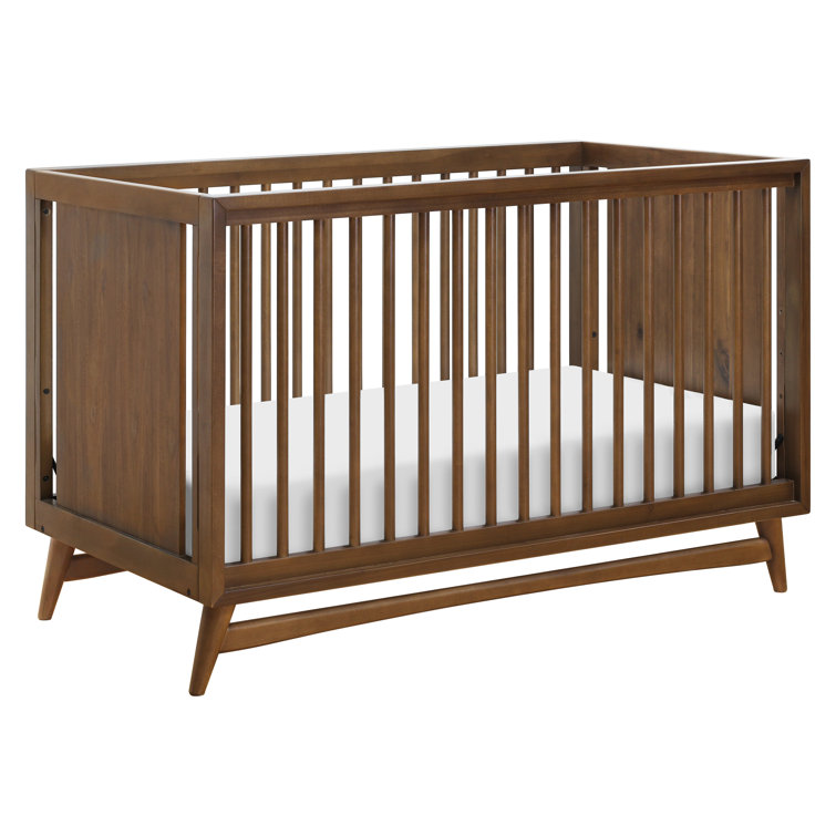 Natural Walnut Mid-Century Modern 3-in-1 Convertible Crib