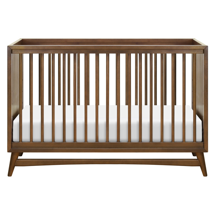 Natural Walnut Mid-Century Modern 3-in-1 Convertible Crib