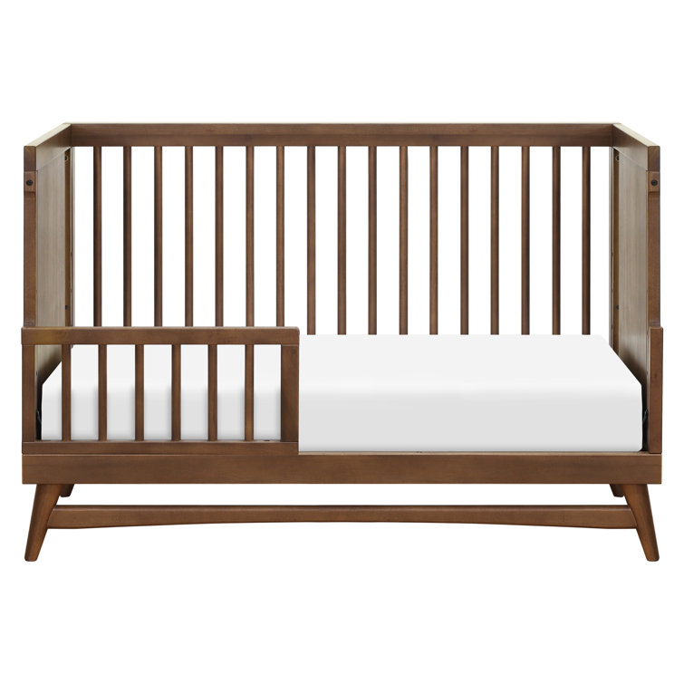 Natural Walnut Mid-Century Modern 3-in-1 Convertible Crib