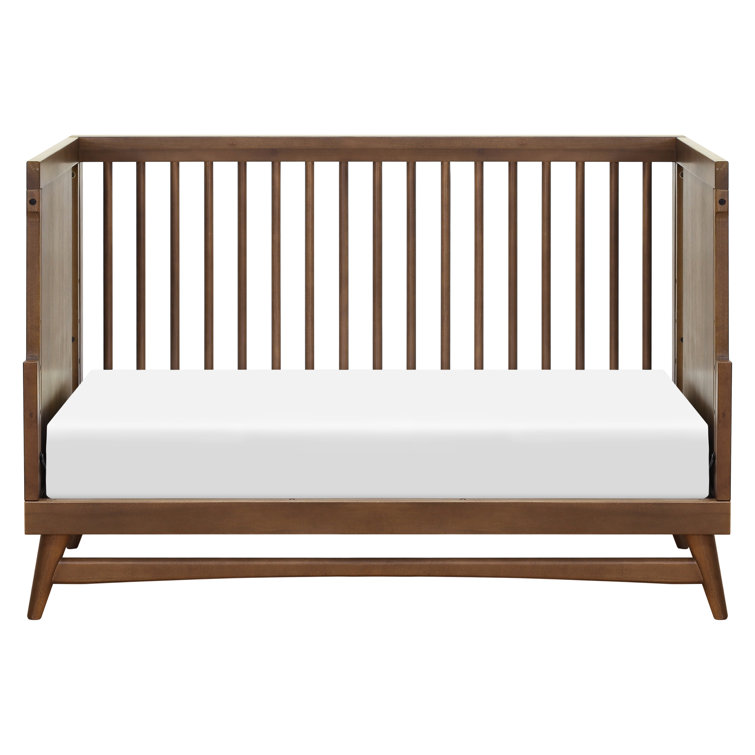 Natural Walnut Mid-Century Modern 3-in-1 Convertible Crib