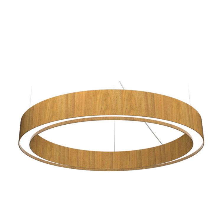 Blonde Freijo LED Drum Chandelier with Black Cord