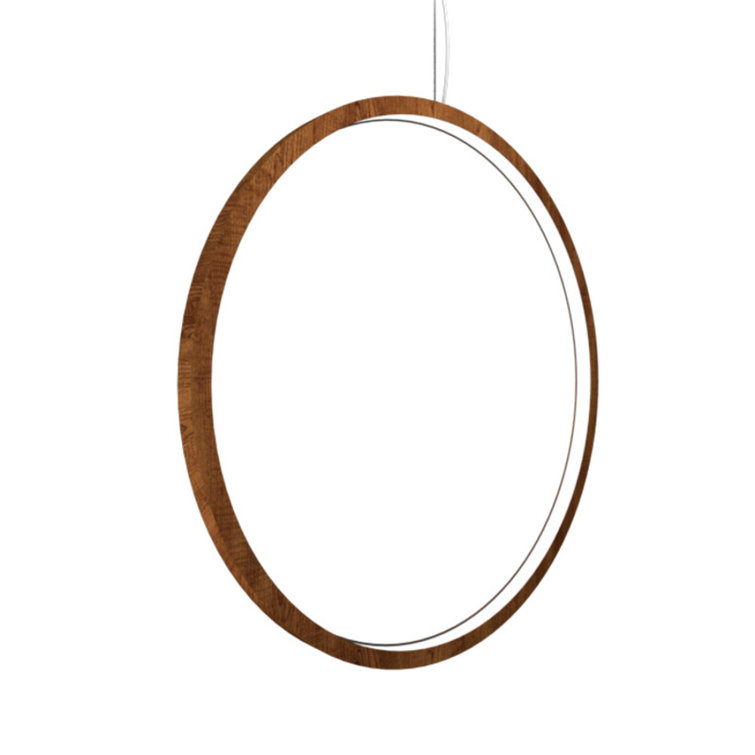 Imbuia Wood LED Vertical Circle Pendant Light