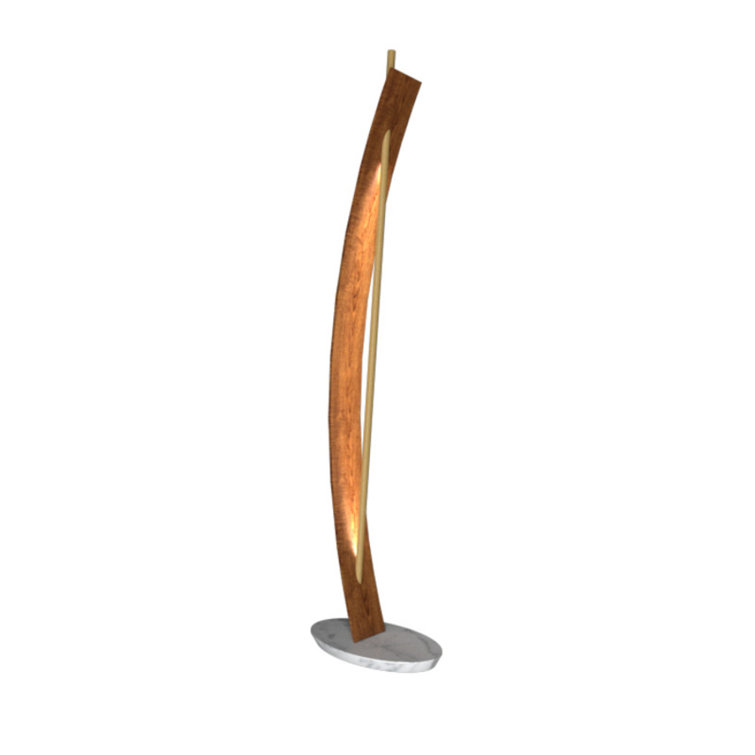 Imbuia Wood Veneer Contemporary Floor Lamp